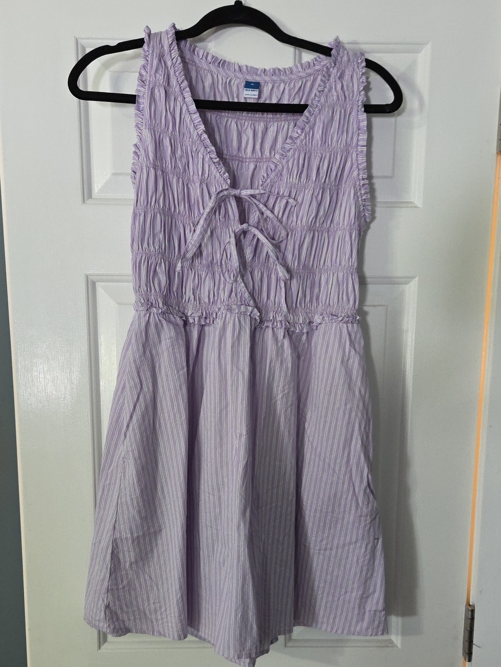 Old Navy Lavender Smocked Tie-Front Mini Dress